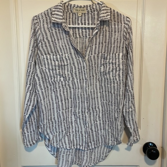 Anthropologie Cloth & Stone Pebble Print Shirt gray & white XS - Picture 5 of 9
